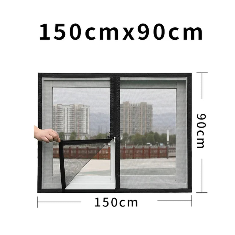 Magnetic Mesh Window Screen - DIY Installation, Quality Mesh for Anti-Bug and Mosquito Protection