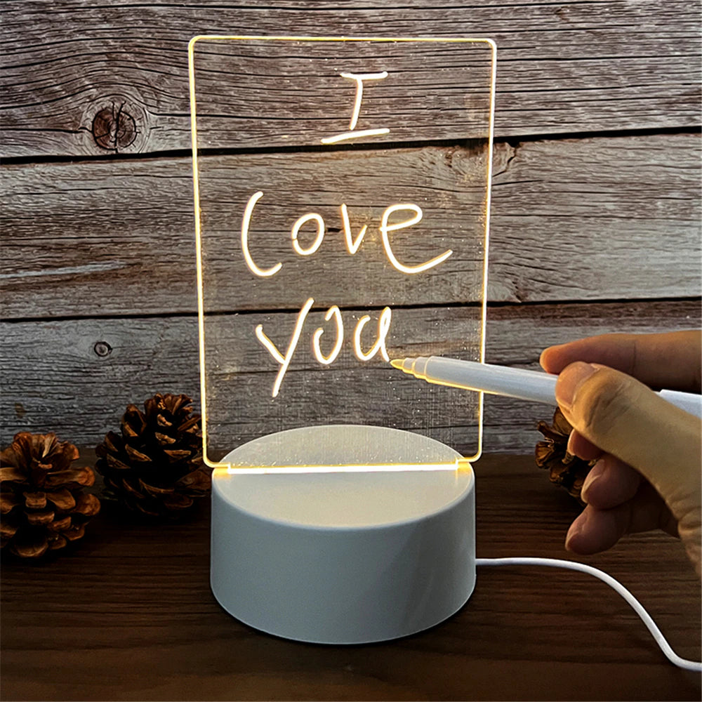 LED Night Light with Erasable Acrylic Message Board