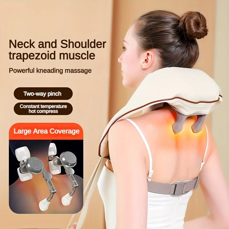 Shoulder and Neck Massager Professional Edition - Relieves Pain through Realistic Humanoid Massage, Rechargeable with Long-Las