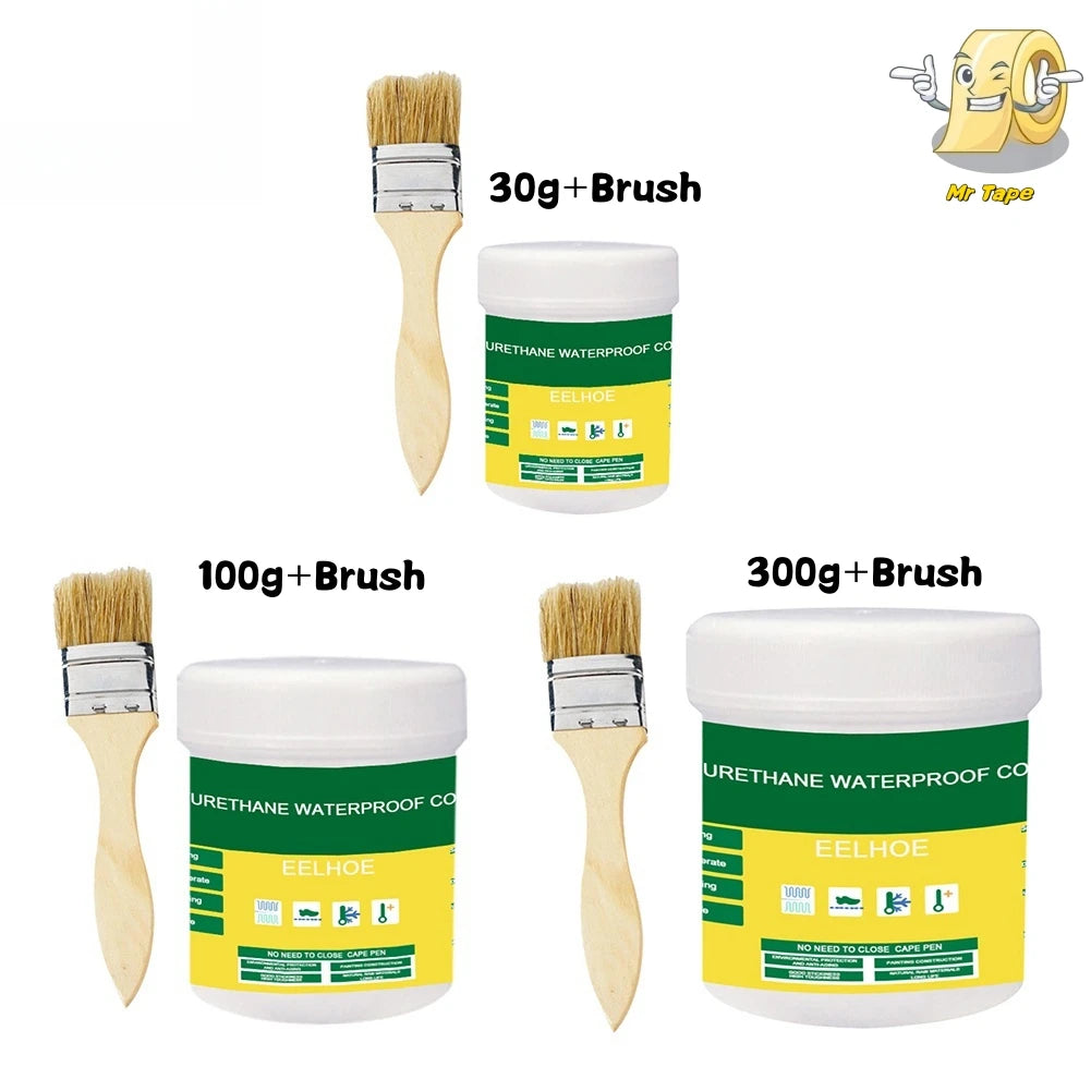 Invisible Waterproof Glue with Brush - 30/100/300G Waterproof Sealant for Wall, Tile, Window, and Bathroom