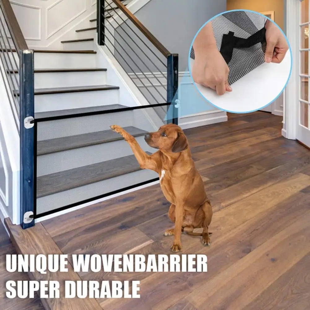 Portable Pet Barrier Fence – Folding Mesh Dog Gate for Indoor & Outdoor Use