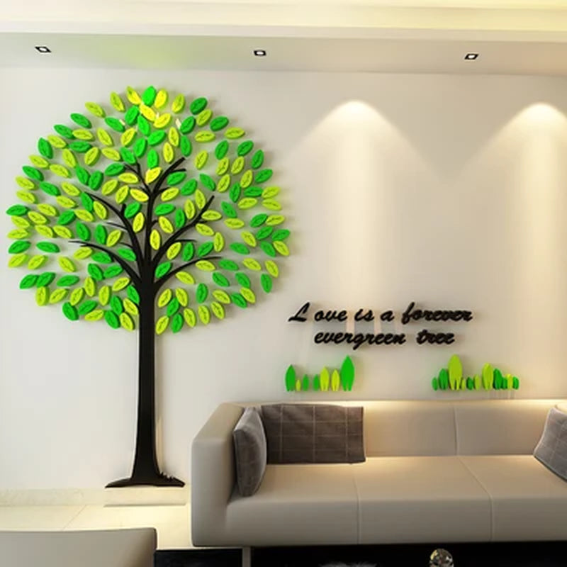 3D Three-Dimensional Acrylic Wall Stickers for Kids Rooms Creative DIY Wall Sticker Tree Living Room TV Background Home Decor