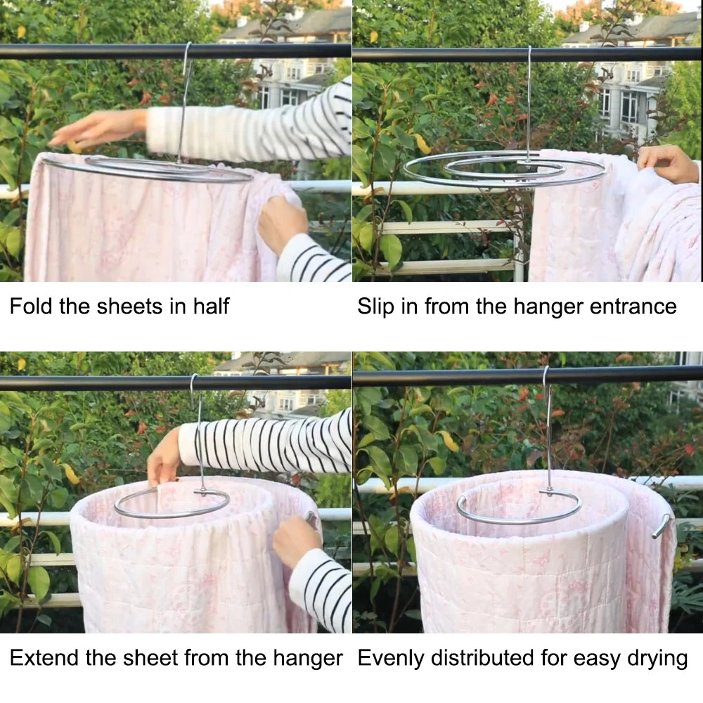 Rotating Drying Rack round Spiral Quilt Sheets Hanger Blanket Hanger Stainless Steel Outdoor Home Balcony Hanger save Space