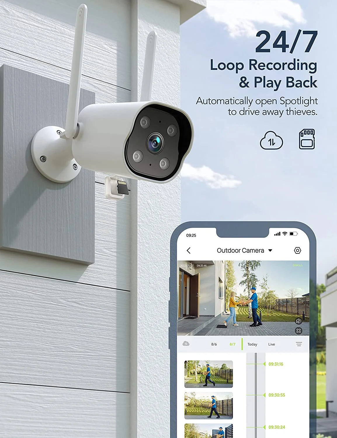 Wifi Outdoor Surveillance Cameras 2K ,PIR Motion Detection,Two-Way Audio, IP66 Waterproof & Night Vision