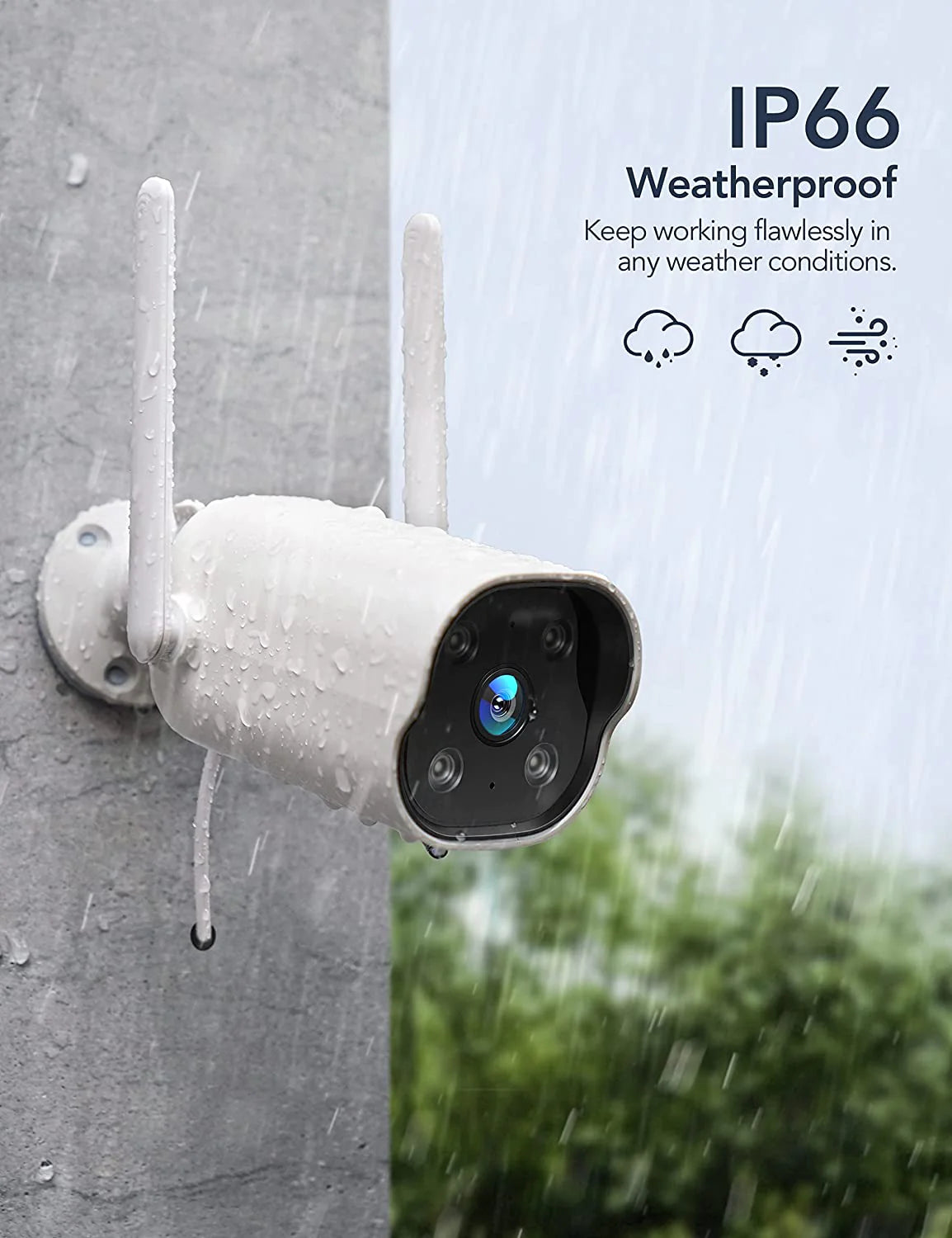 Wifi Outdoor Surveillance Cameras 2K ,PIR Motion Detection,Two-Way Audio, IP66 Waterproof & Night Vision