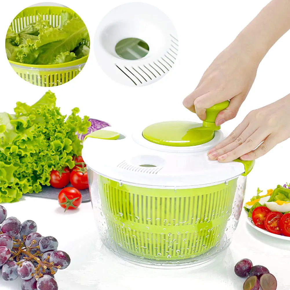 Salad Spinner & Vegetable Dryer | BPA-Free Fruit Washer with Secure Lid and Rotary Handle