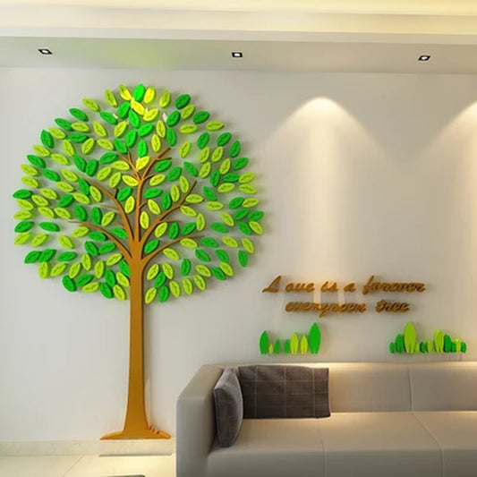 3D Three-Dimensional Acrylic Wall Stickers for Kids Rooms Creative DIY Wall Sticker Tree Living Room TV Background Home Decor