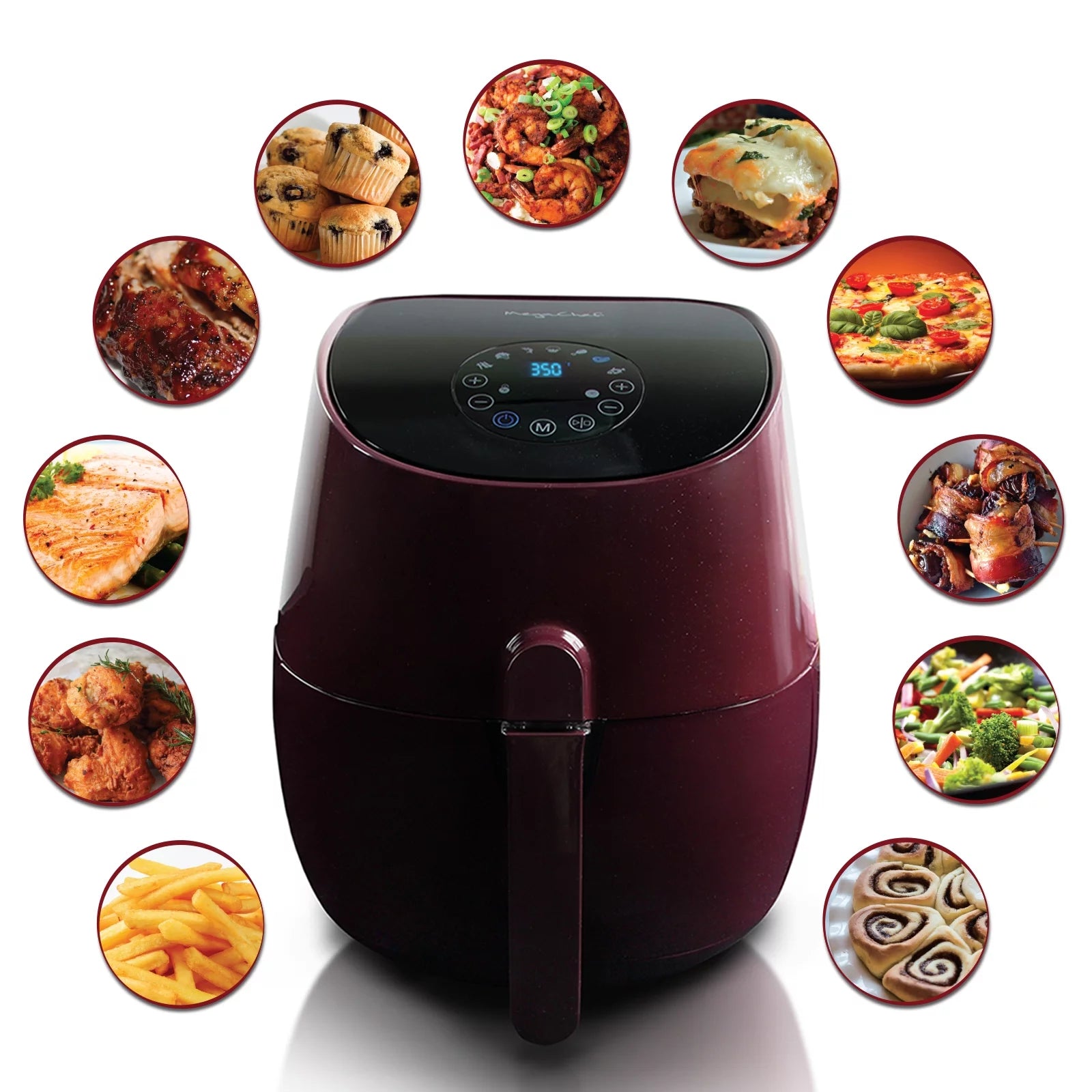 3.5 Quart Airfryer and Multicooker with 7 Pre-Programmed Settings in Burgundy