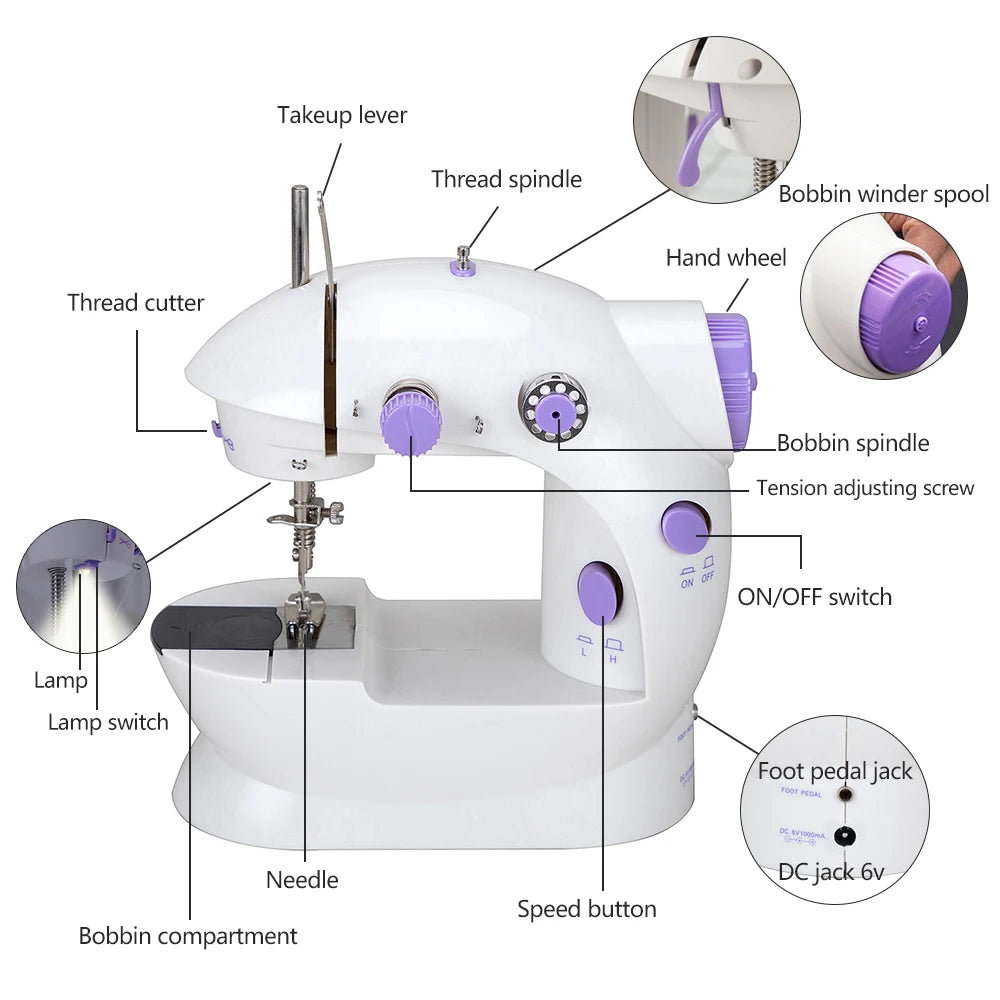 Portable Electric Sewing Machine with Light and Speed Control