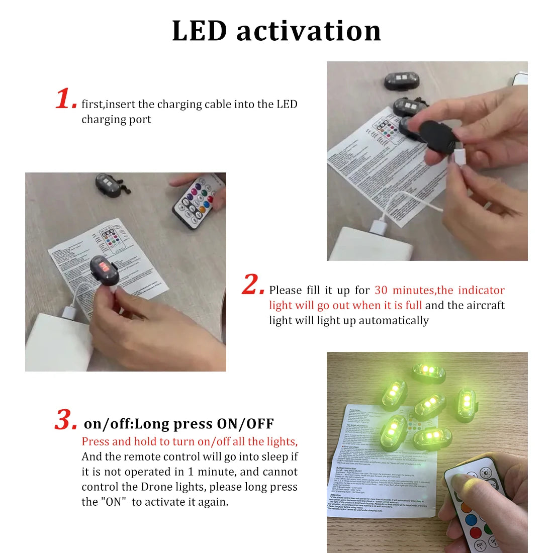 RGB Led Aircraft Strobe Lights Motorcycle Lights LED Flash Position Wireless Light Aircraft Airplane Helicopter Warning Lights