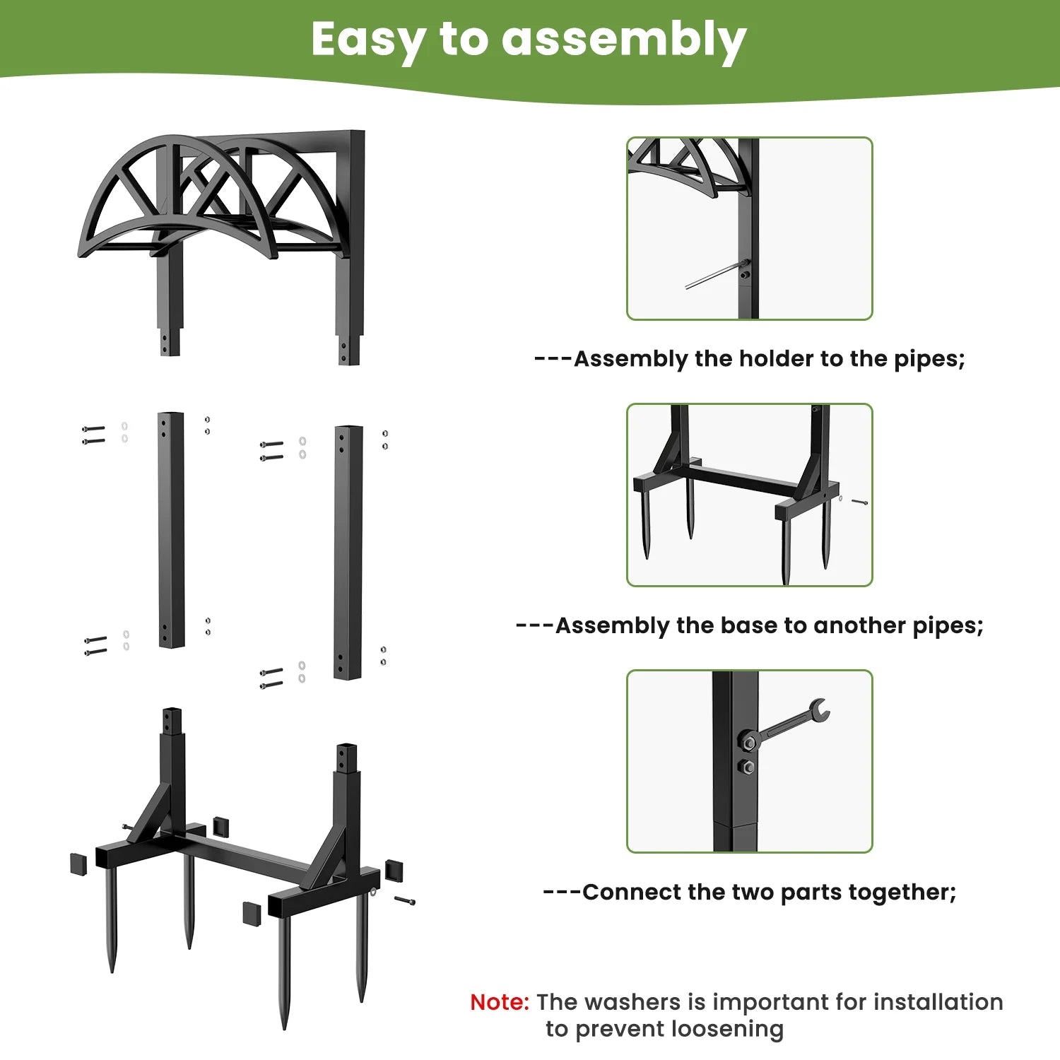 Garden Hose Holder, Freestanding Water Hose Holder Hanger, Detachable Heavy Duty Metal Water Hose Storage Stand Rack