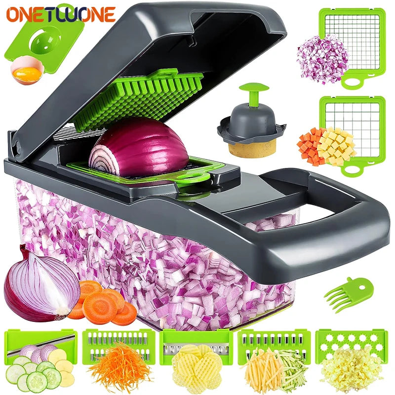 Pro 13 in 1 Vegetable Chopper, Onion Chopper,Kitchen Vegetable Slicer Dicer Cutter, with Container