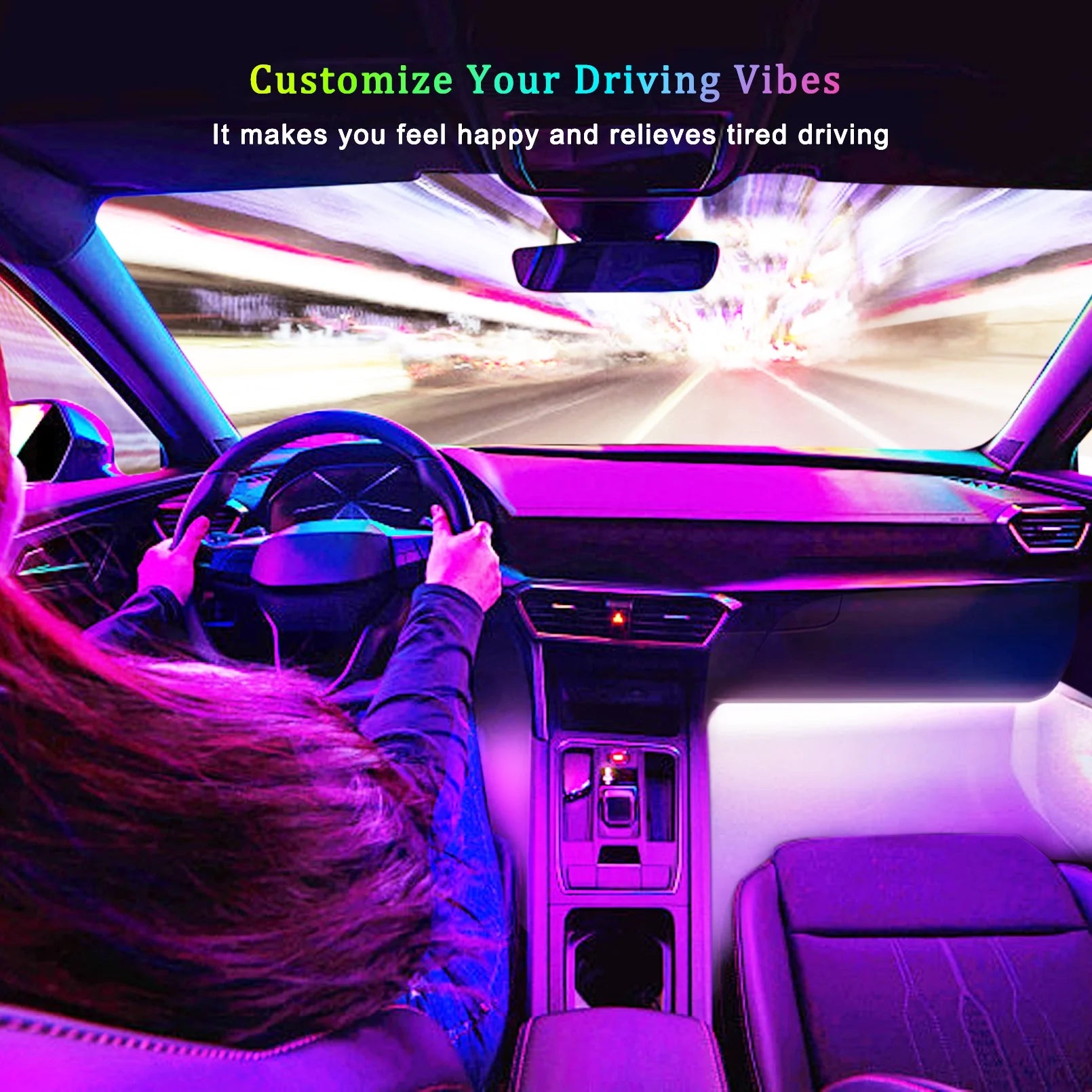 Interior Car Lights - 4 Pcs 36 LED Strip Light with Remote, Music Sync RGB Lighting with Car Charger 12V 2A (RGB)