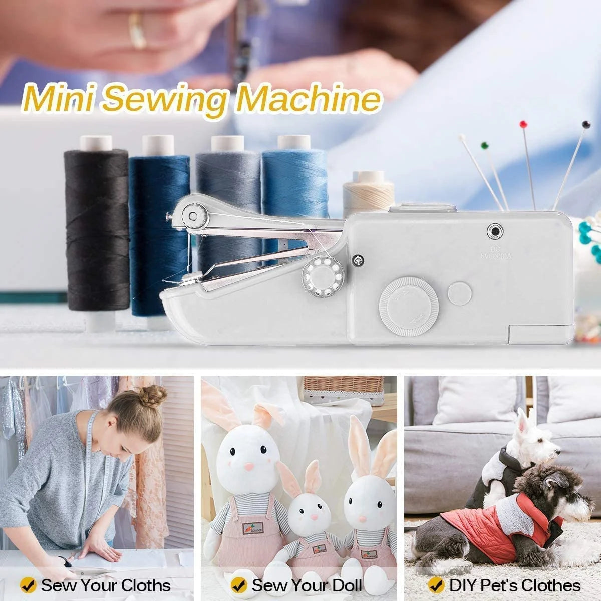 Mini Portable Sewing Machine, Hand Cordless Sewing Tool Handheld Sewing Machine