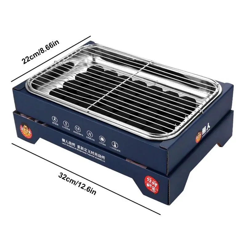 Portable Disposable Charcoal Grill - Compact BBQ for Camping and Outdoor Adventures