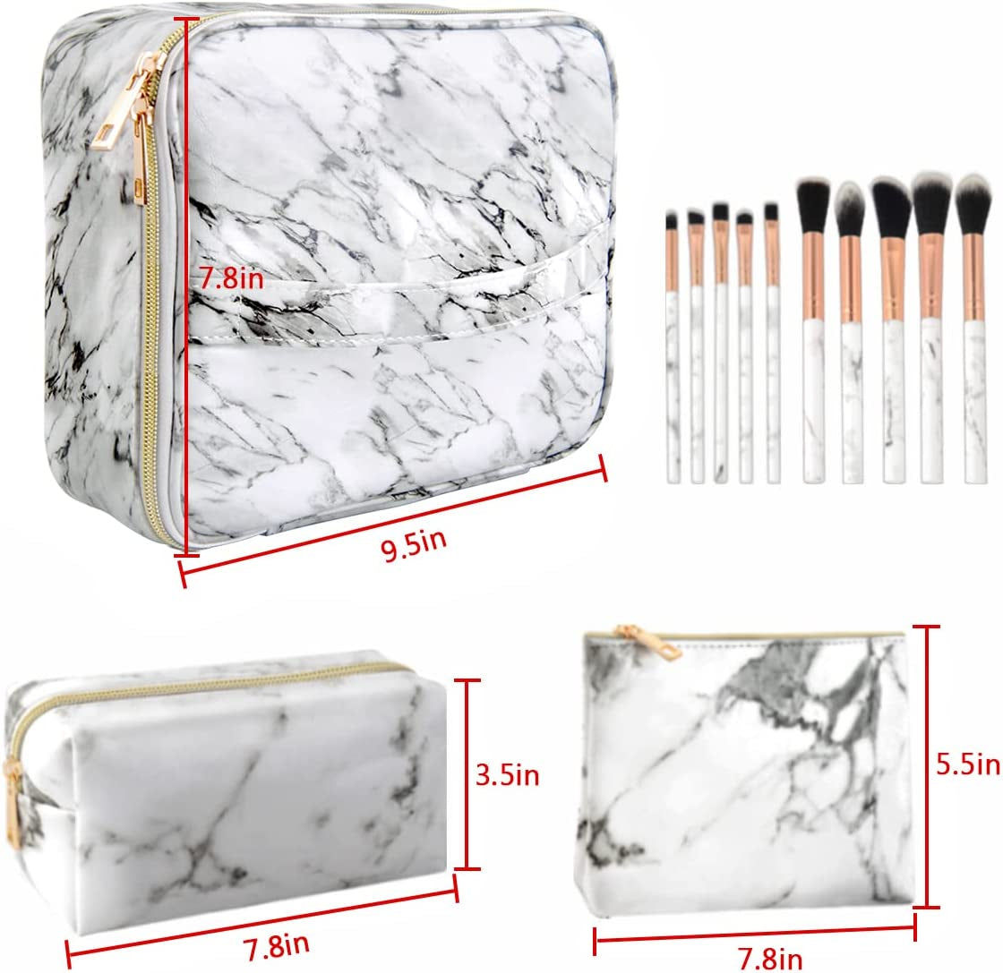 DISEN Makeup Bag Organizer, Travel Makeup Bag with Extra 10 Brushes,  Waterproof and Durable