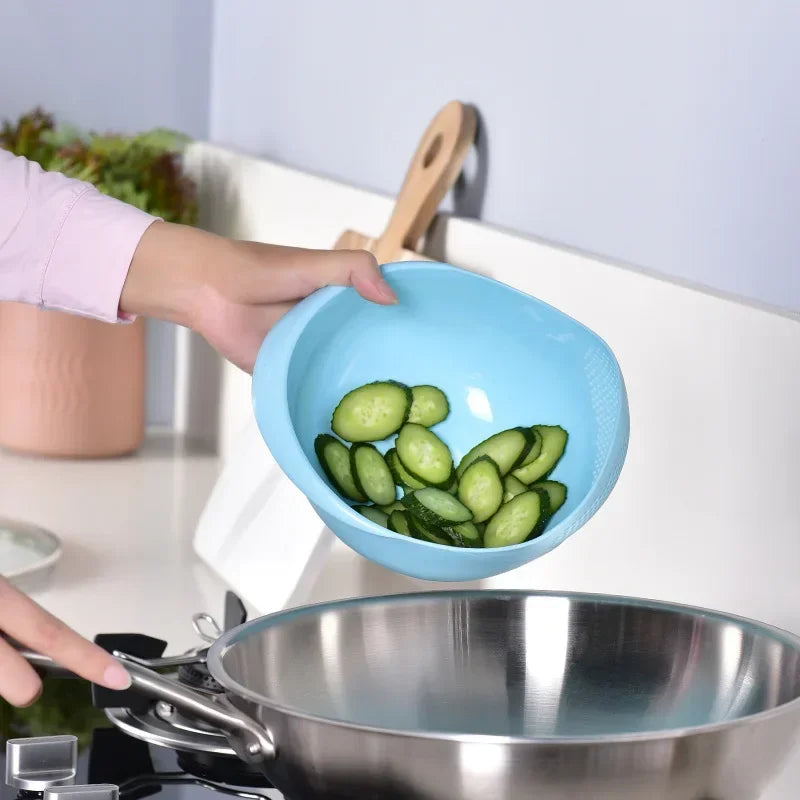 Plastic Drain Basket with Handles, Rice and Vegetable Strainer 