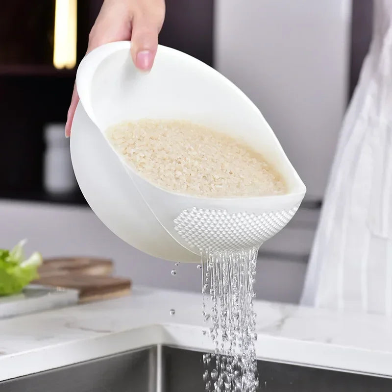 Plastic Drain Basket with Handles, Rice and Vegetable Strainer 