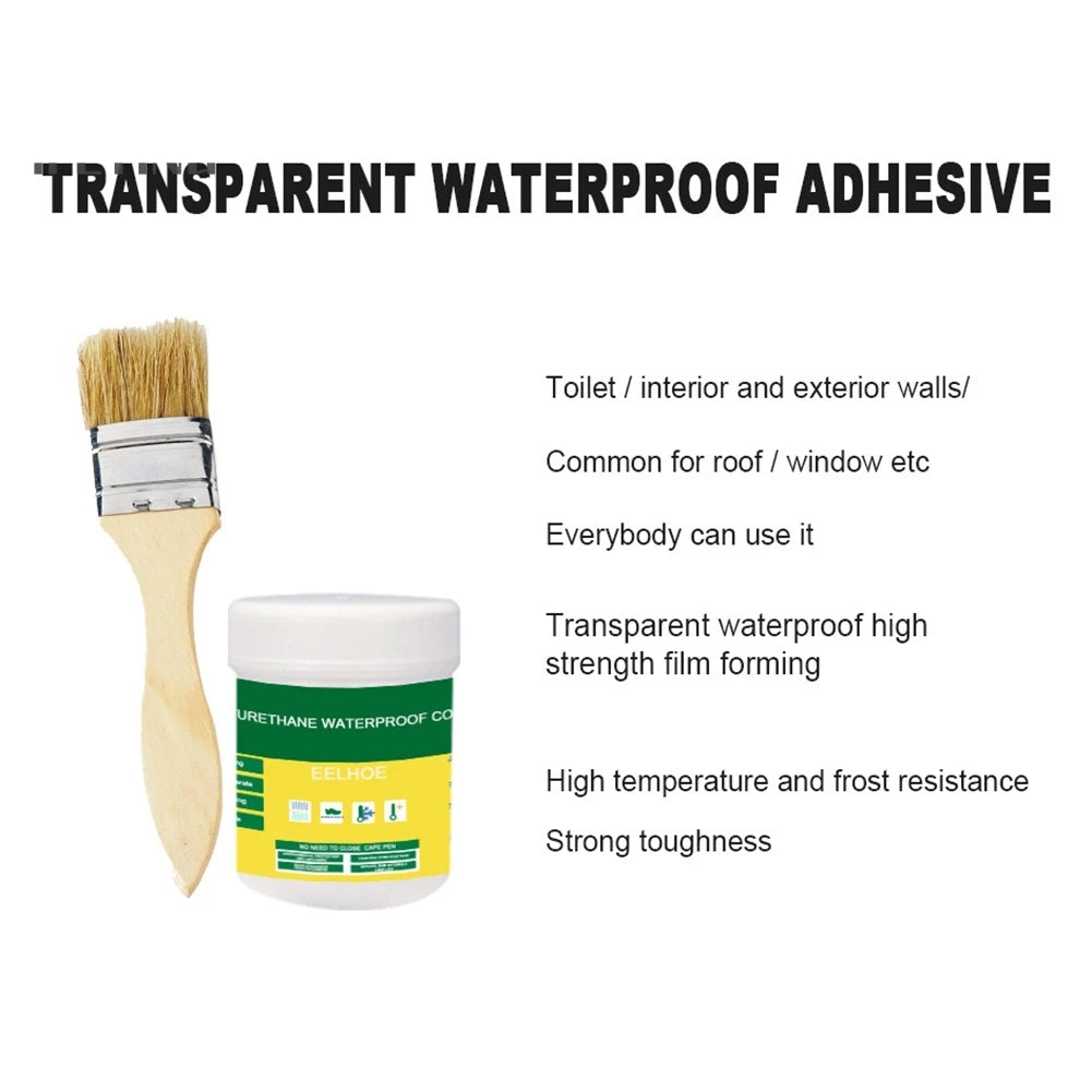 Invisible Waterproof Glue with Brush - 30/100/300G Waterproof Sealant for Wall, Tile, Window, and Bathroom