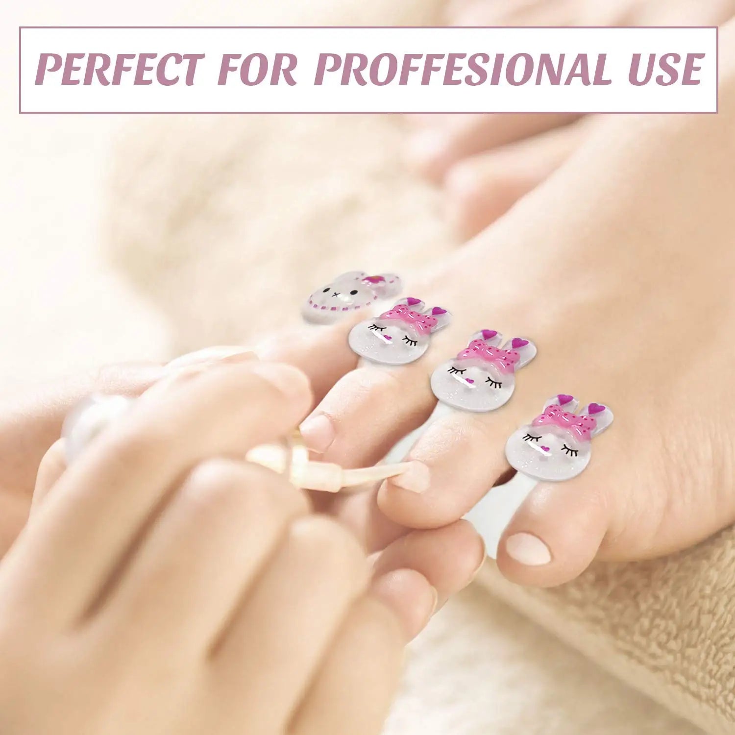 8PCS Toe Separators Set (Rabbits) for Nail Polish Pedicure Spacers, Spreaders Stretchers, Polish Guards 