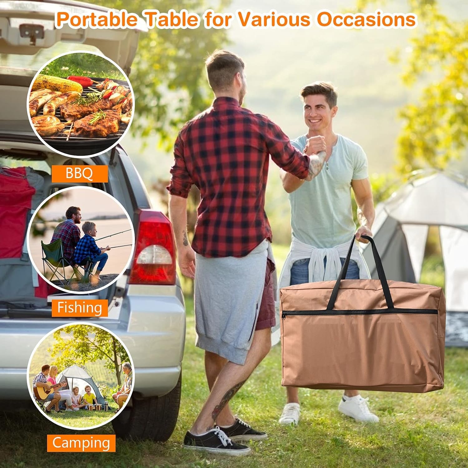 Giantex Folding Grill Table with 26'' Tabletop and Detachable Windscreen, Aluminum Portable Camp Cook Station Carry Bag Quick Set-Up, BBQ Camping Picnic Backyard Outdoor Camping Kitchen Table (Brown)