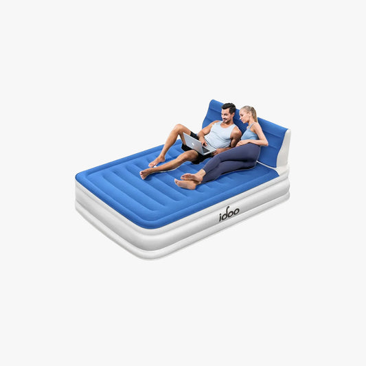 Full Air Mattress with Built in Pump, Inflatable Mattress with Headboard