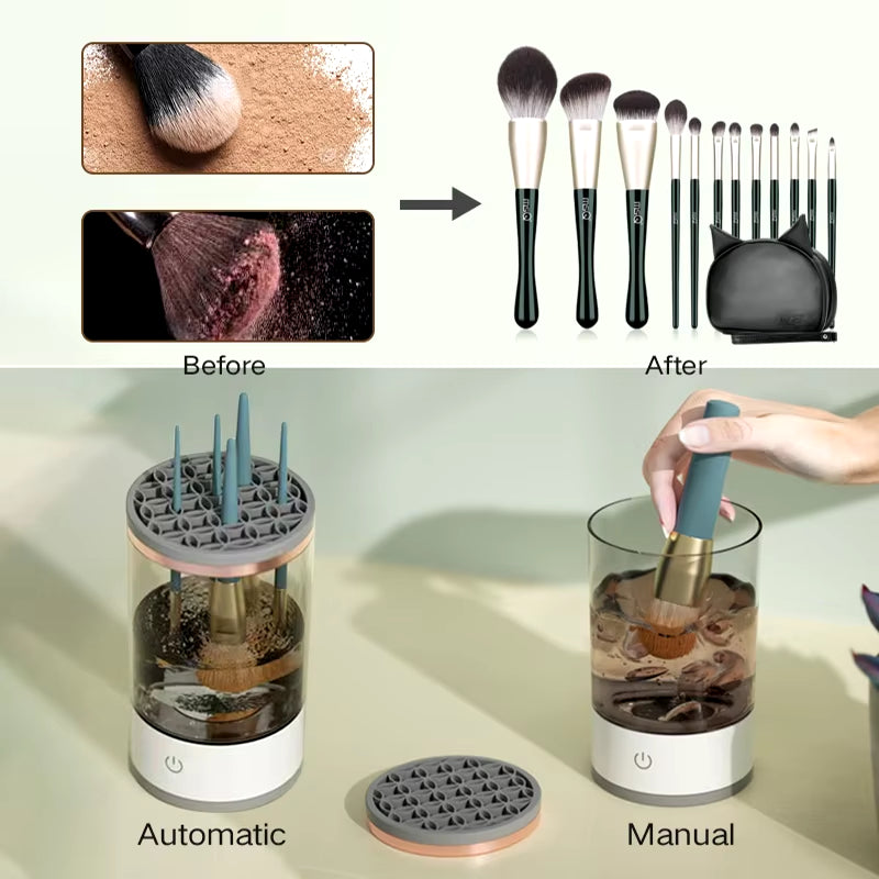 Automatic Electric Makeup Brush Cleaner 3 in 1 Portable Women Eye Shadow Brush Holder Stand Tool and Dryer Beauty Makeup Tools