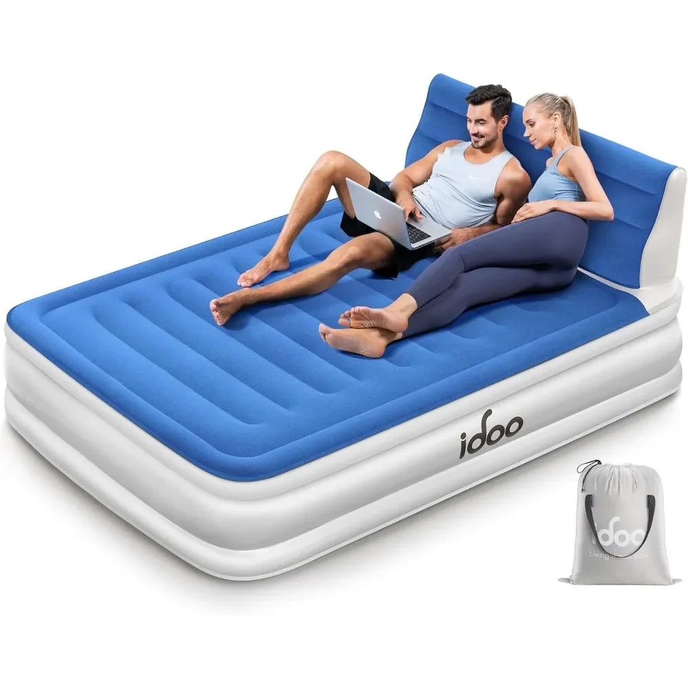 Full Air Mattress with Built in Pump, Inflatable Mattress with Headboard - Blow up Mattress, Airbed, 15" 