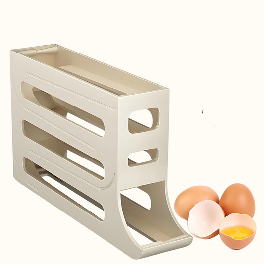 4 Layers Automatic Rolling Egg Holder Rack, Fridge Organizer