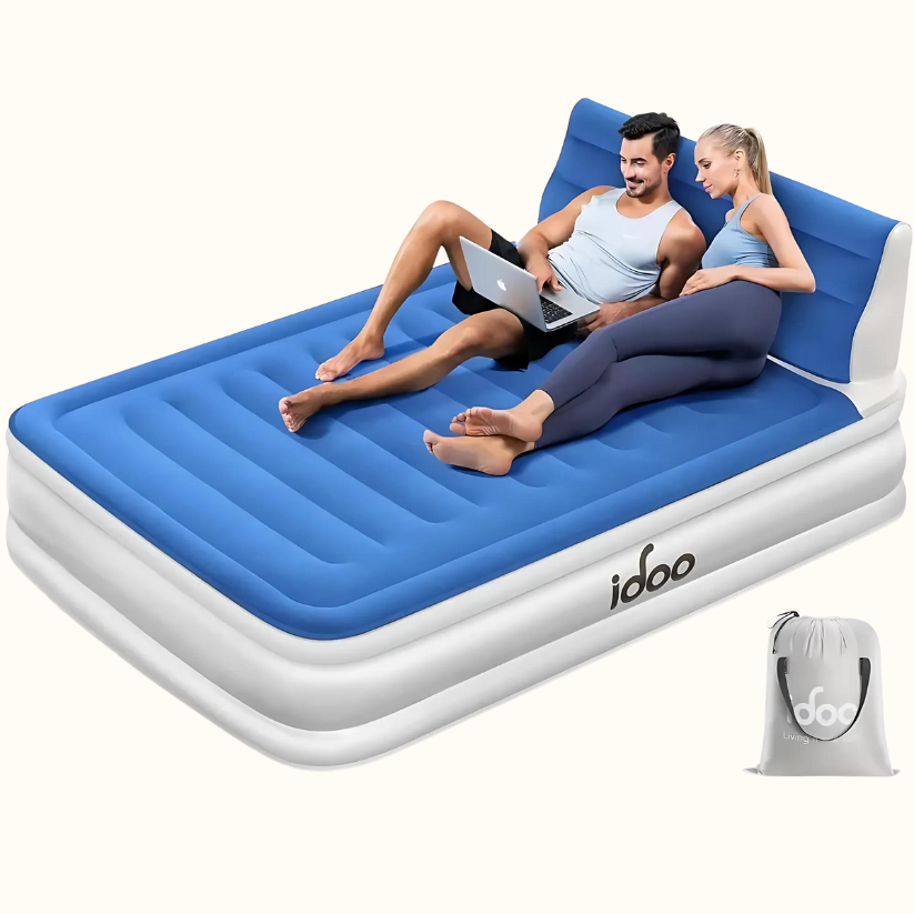 Full Air Mattress with Built in Pump, Inflatable Mattress with Headboard - Blow up Mattress, Airbed, 15" 