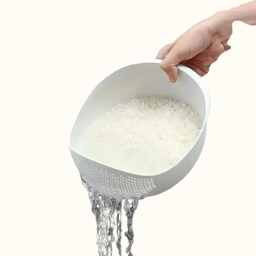 Plastic Drain Basket with Handles, Rice and Vegetable Strainer 