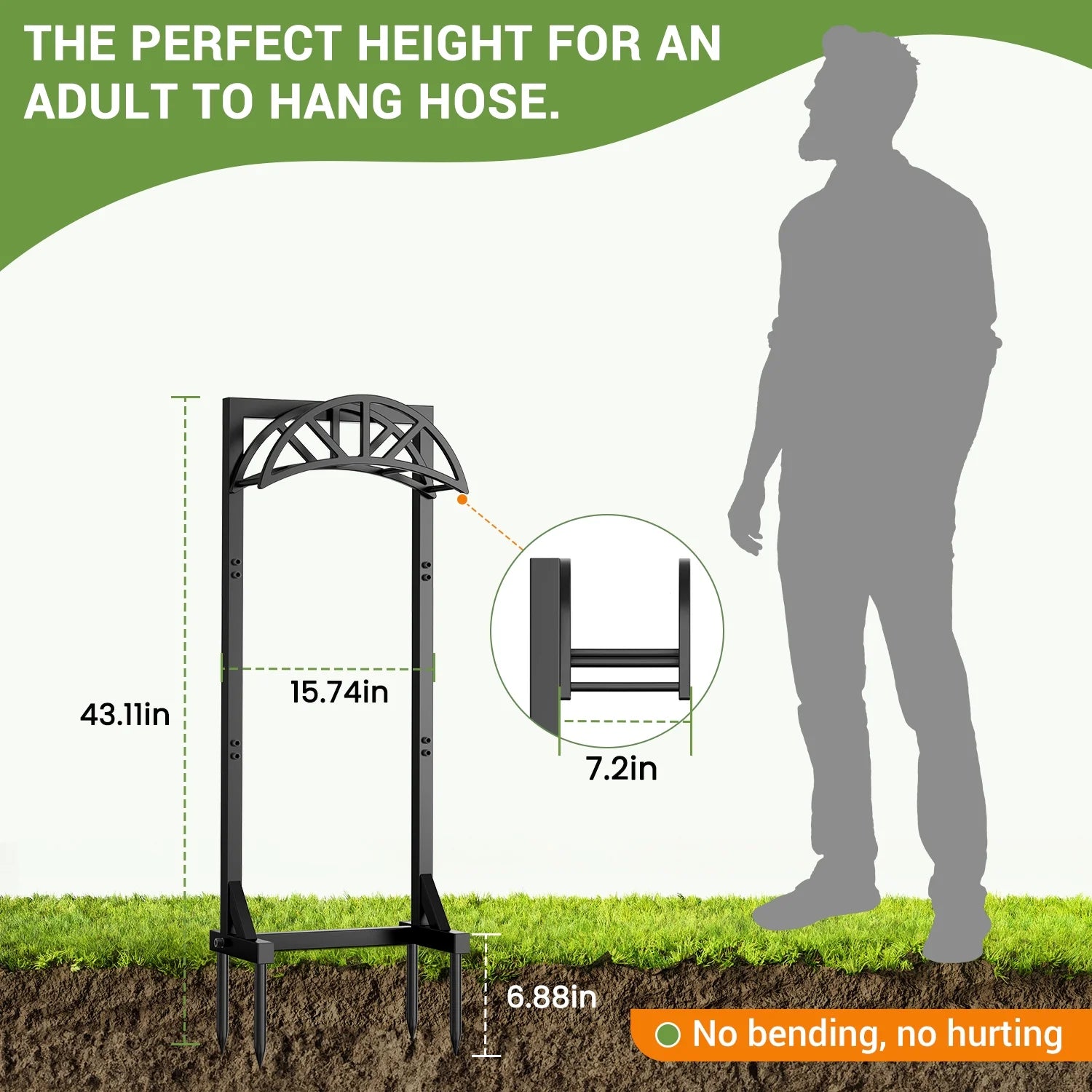 Garden Hose Holder, Freestanding Water Hose Holder Hanger, Detachable Heavy Duty Metal Water Hose Storage Stand Rack