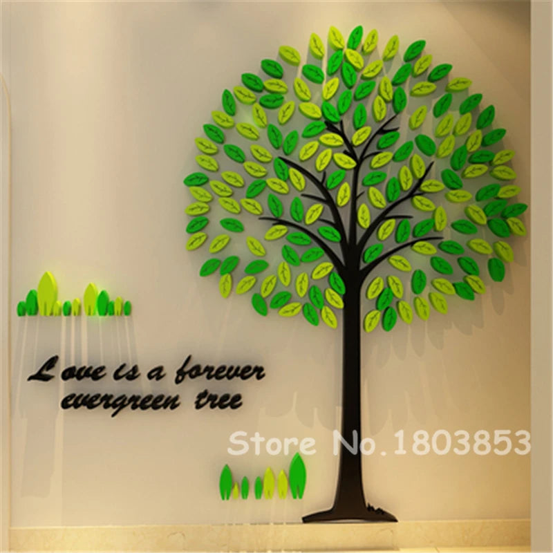 3D Three-Dimensional Acrylic Wall Stickers for Kids Rooms Creative DIY Wall Sticker Tree Living Room TV Background Home Decor