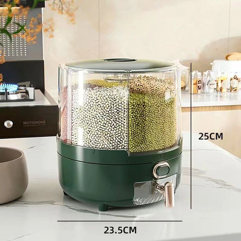 360° Large Household Rice Bucket Grain Storage Box