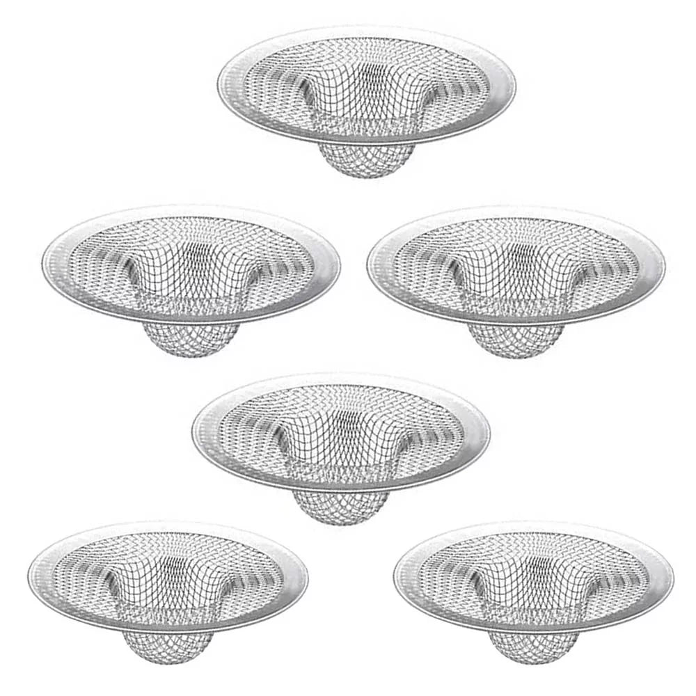 6-Piece Stainless Steel Drain Hair Catcher Set – Effective Sink Strainer for Kitchen and Bathroom