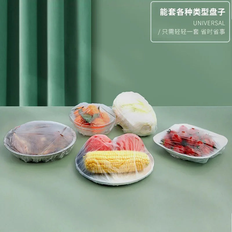 Disposable Elastic Food Cover Bags - Food Grade Plastic Wrap for Storage