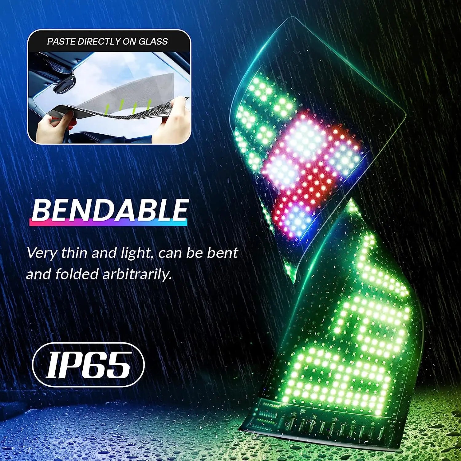 Scrolling Bright LED Sign with USB 5V, Bluetooth APP Control, Programmable Text & Patterns for Car Advertising