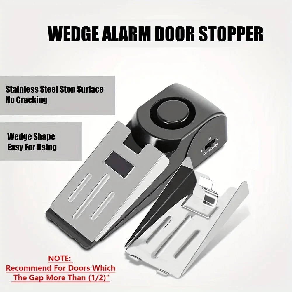 Portable Door Lock & Door Stop Alarm with 120Db Siren, Door Stop for for Traveling Hotel Home Apartment, Security Warning Alarm