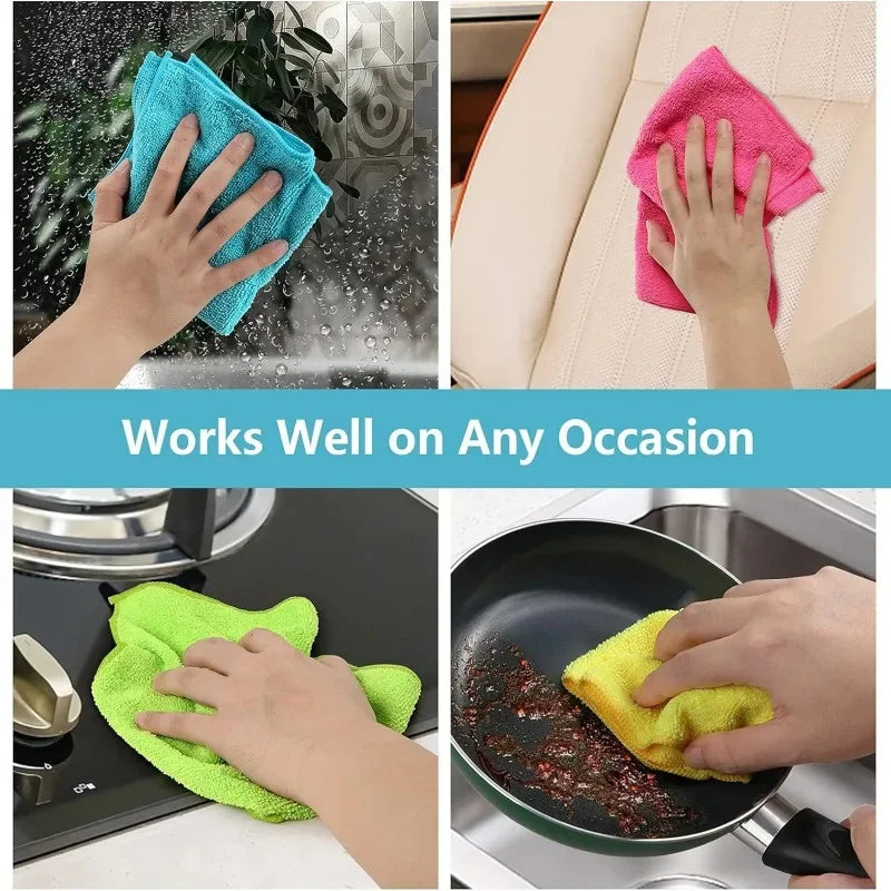 5Pcs Microfiber Cleaning Cloths | Assorted Colors | 30x30cm | Streak-Free & Highly Absorbent