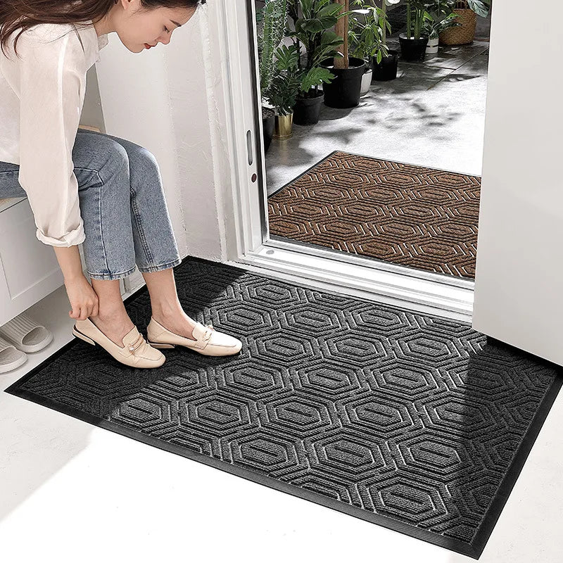 Durable Rubber Non-Slip Door Mat with Fiber Yarn - 45x75cm