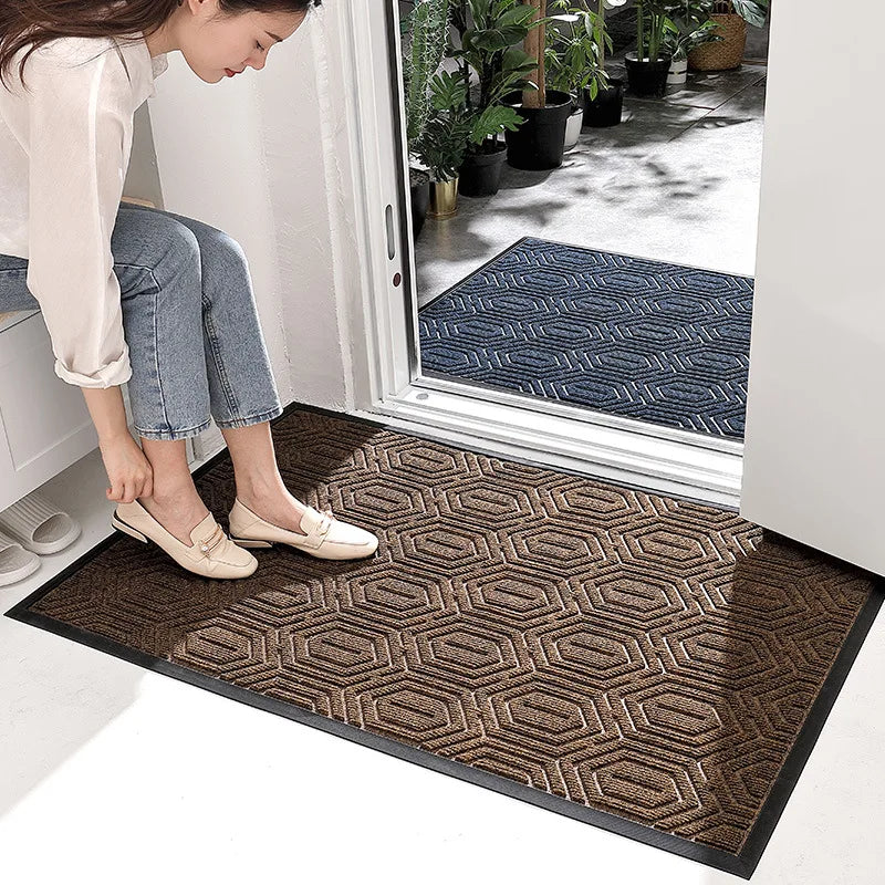 Durable Rubber Non-Slip Door Mat with Fiber Yarn - 45x75cm