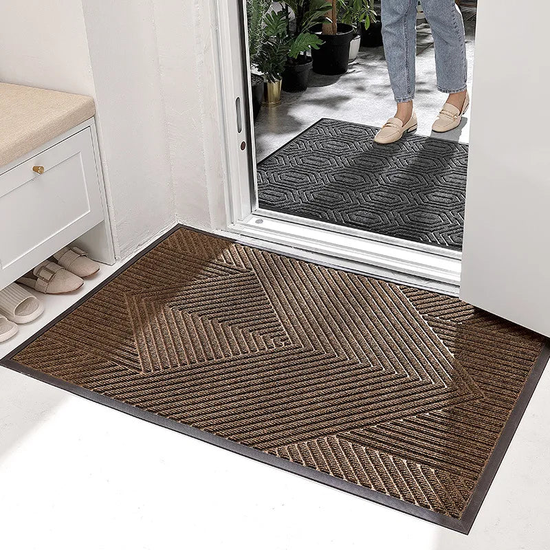 Durable Rubber Non-Slip Door Mat with Fiber Yarn - 45x75cm