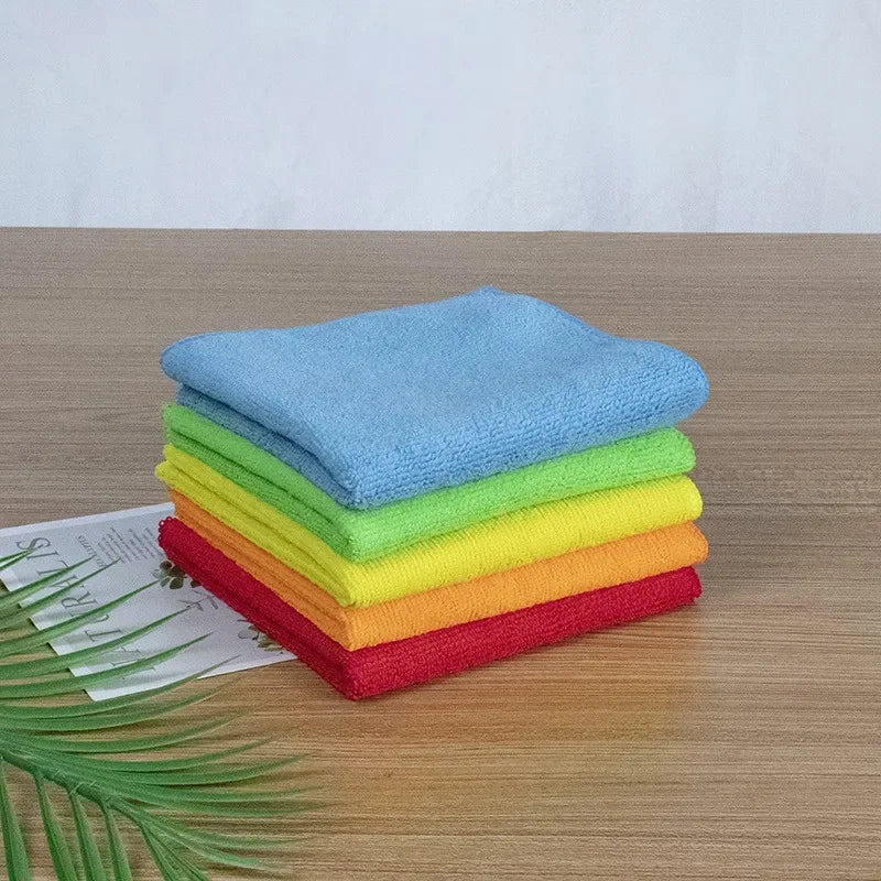 5Pcs Microfiber Cleaning Cloths | Assorted Colors | 30x30cm | Streak-Free & Highly Absorbent