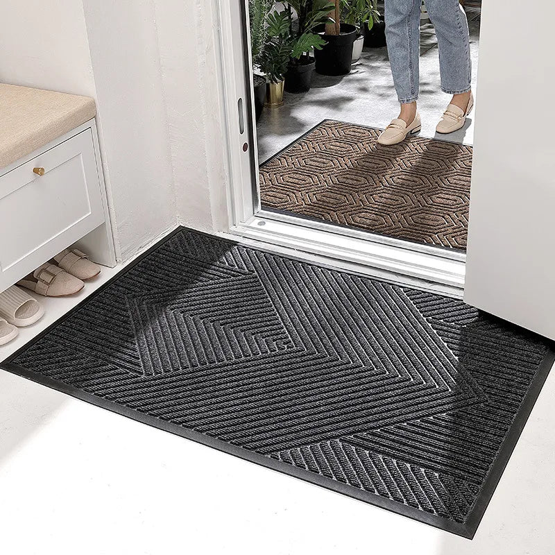 Durable Rubber Non-Slip Door Mat with Fiber Yarn - 45x75cm