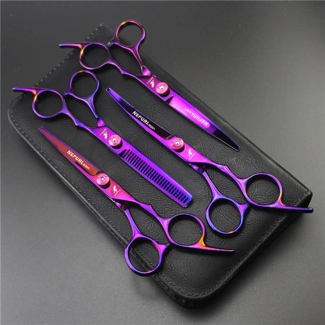 6-Inch Purple Pet Grooming Scissors | Hair Thinning Scissors for Pets | 4-Suit Professional Grooming Tools