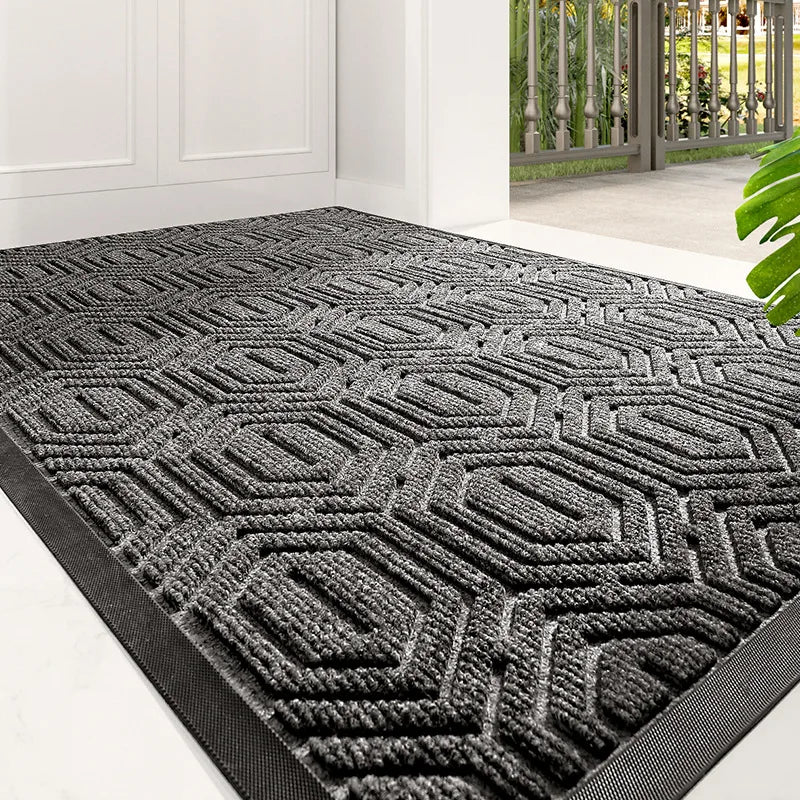 Durable Rubber Non-Slip Door Mat with Fiber Yarn - 45x75cm