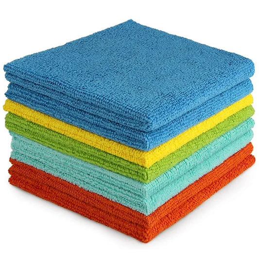 5Pcs Microfiber Cleaning Cloths | Assorted Colors | 30x30cm | Streak-Free & Highly Absorbent