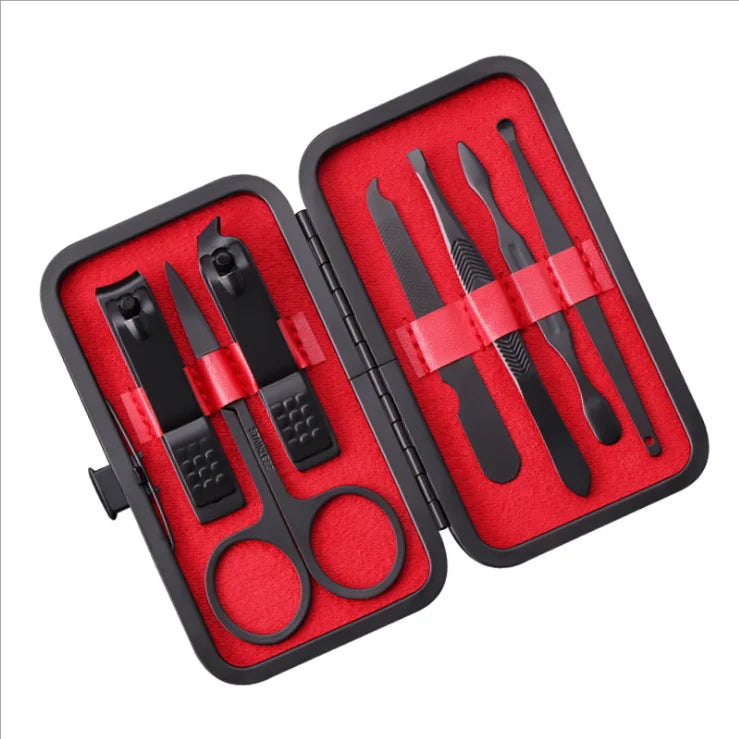 Manicure Set Personal Care Sets Nail Clippers Tools Stainless Steel Professional Nail Scissors PU Case 7-12 Pcs Women and Men