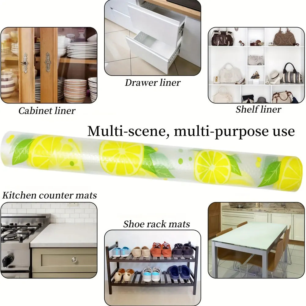 1 Roll Kitchen Cabinet Liners EVA Shelf Drawer Mat Non-Adhesive Waterproof Anti-Slip Anti-Dust 