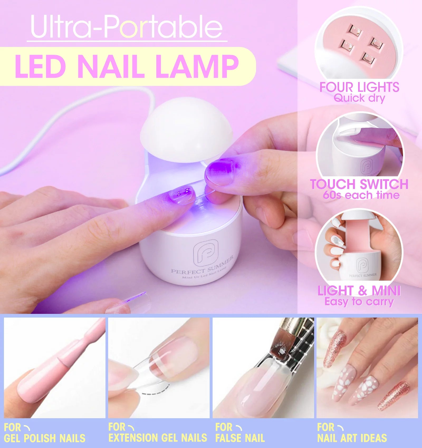 Ultimate Nail Extension Set: 504PC Coffin False Nail Tips with 3-in-1 Glue Gel & UV Lamp!